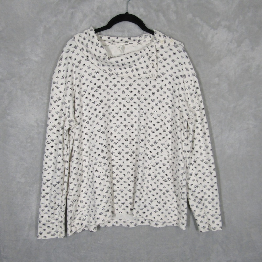 Kate Quinn Organic Cotton Evil Eye Cowl Neck Pullover Sweatshirt Womens 1XL